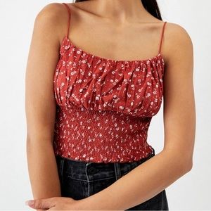 LA Hearts Pacsun red floral smocked tank